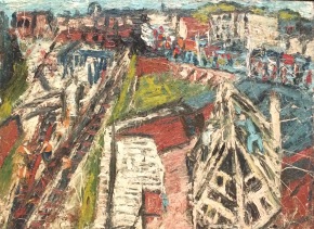 Leon Kossoff. demolition of the old house, dalston. 1974
